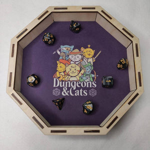 Dice Tray- Dungeons and Cats Dice Tray Board Game Accessories, Tabletop Gaming Gifts, RPG Dnd Dice