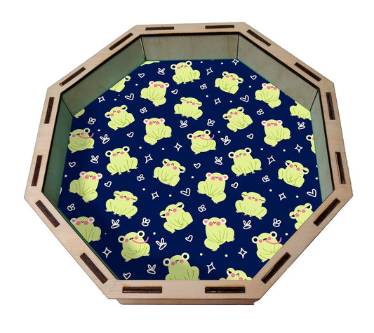 Dice Tray - Green Blue Frogs Board Game Tabletop Gaming Gifts Accessories, RPG D&D Dice