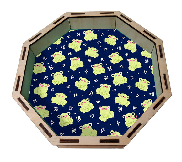Dice Tray- Green Blue Frogs Dice Tray Board Game Accessories, Tabletop Gaming Gifts, RPG Dnd Dice