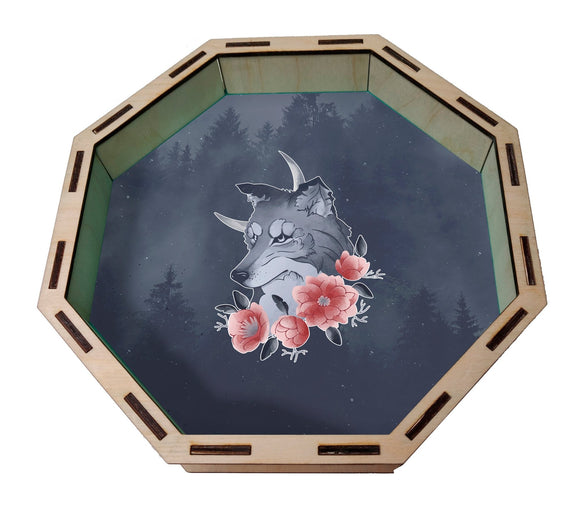 Dice Tray- Wolf with Roses Board Game Accessories, Tabletop Gaming Gifts, RPG Dnd Dice