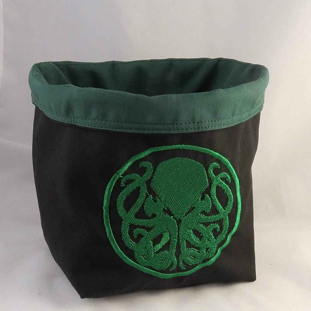 Embroidered Dice Bag - Cthulhu Themed (circle) Board Game Tabletop Gaming Gifts Accessories, RPG D&D Dice