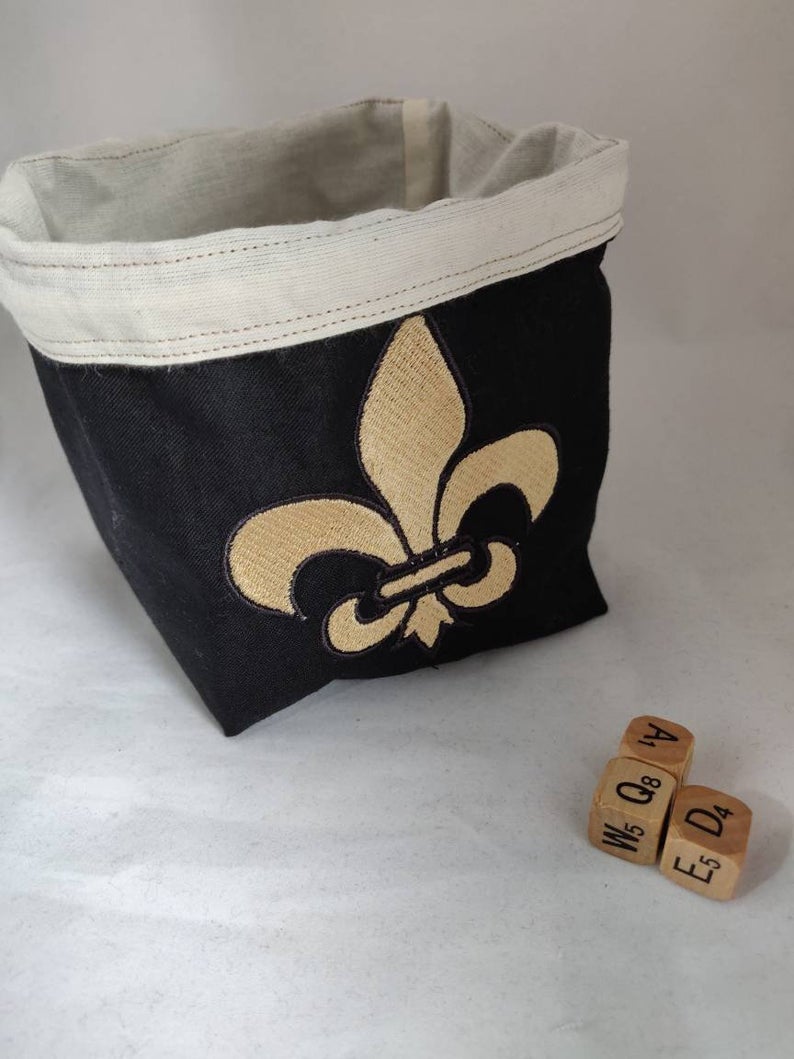 Embroidered Dice Bag - Fleur de Lis Storage Bag Board Game Tabletop Gaming Gifts Accessories, RPG D&D Dice