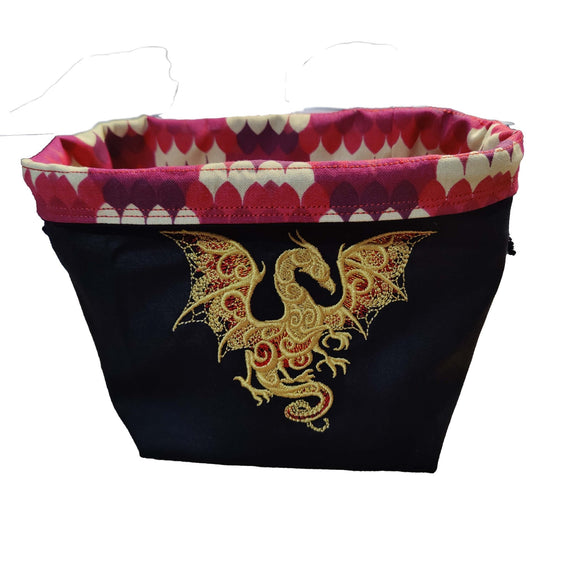 Embroidered Dice Bag- Golden Dragon Board Game Accessories, Tabletop Gaming Gifts, RPG Dnd Dice