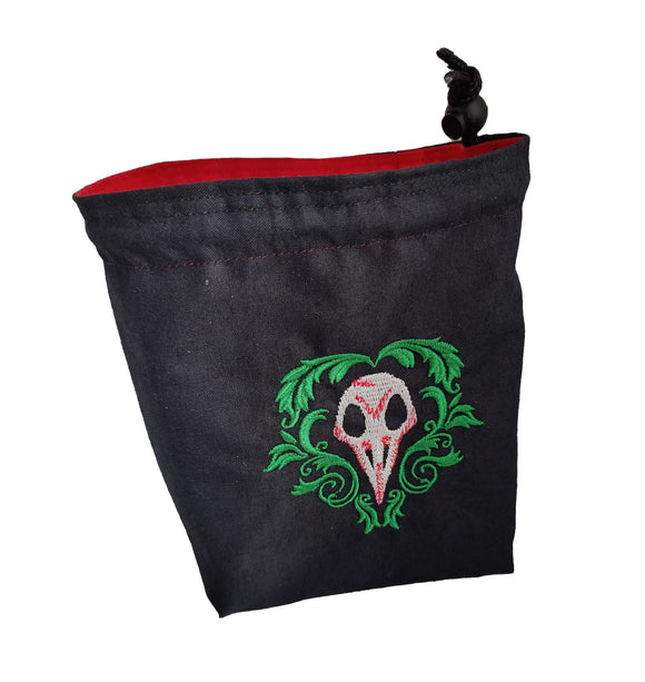 Embroidered Dice Bag- Plague Mask Dice Bags Board Game Accessories, Tabletop Gaming Gifts, RPG Dnd Dice