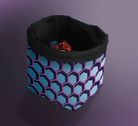 Printed Dice Bag- Blue Pink Honeycomb Board Game Accessories, Tabletop Gaming Gifts, RPG Dnd Dice