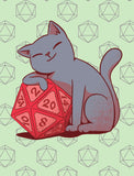 Printed Dice Bag- Cat with D20 Bag Dice Bags Board Game Accessories, Tabletop Gaming Gifts, RPG Dnd Dice