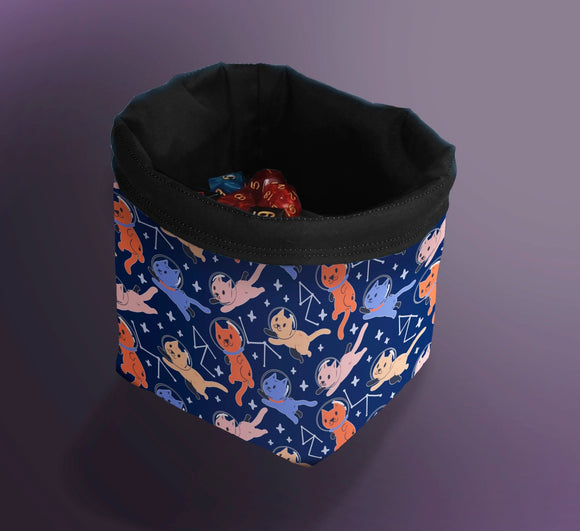 Printed Dice Bag- Cats in Space Hats Board Game Accessories, Tabletop Gaming Gifts, RPG Dnd Dice
