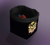 Printed Dice Bag- Flaming Skull Board Game Accessories, Tabletop Gaming Gifts, RPG Dnd Dice