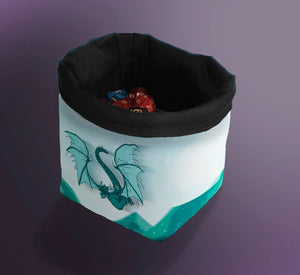 Printed Dice Bag- Ice Dragon Dice Bags Board Game Accessories, Tabletop Gaming Gifts, RPG Dnd Dice