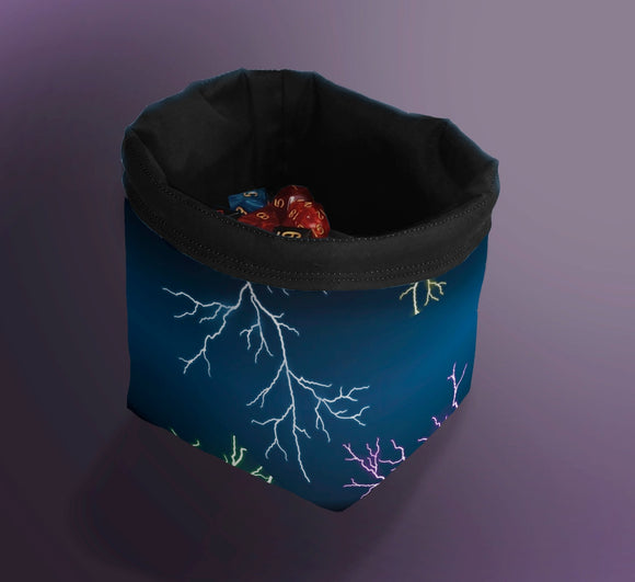 Printed Dice Bag- Lightning Stormy Skies Board Game Accessories, Tabletop Gaming Gifts, RPG Dnd Dice