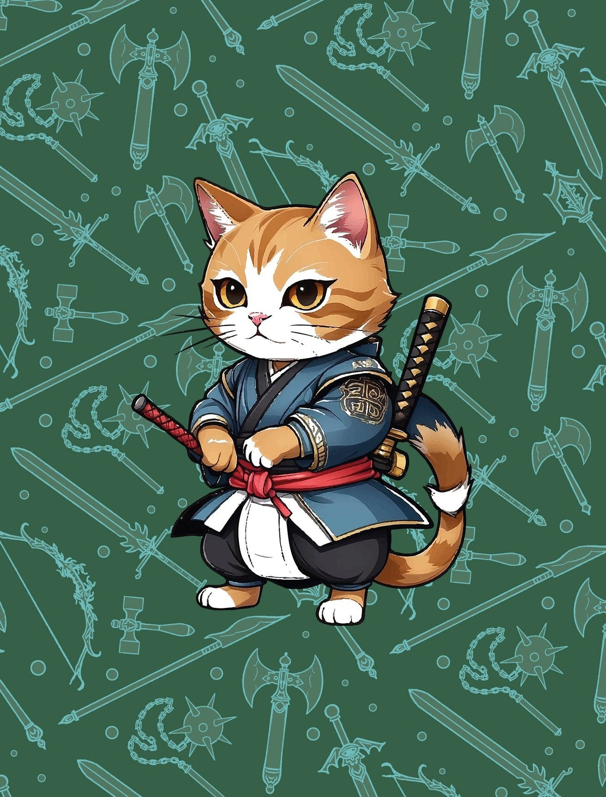 Printed Dice Bag - Ninja Cat Bag Board Game Tabletop Gaming Gifts Accessories, RPG D&D Dice