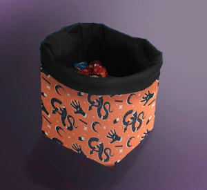 Printed Dice Bag- Orange Magic and Mystical Board Game Accessories, Tabletop Gaming Gifts, RPG Dnd Dice