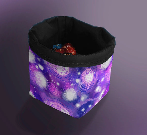 Printed Dice Bag- Purple Galaxy Stars Board Game Accessories, Tabletop Gaming Gifts, RPG Dnd Dice