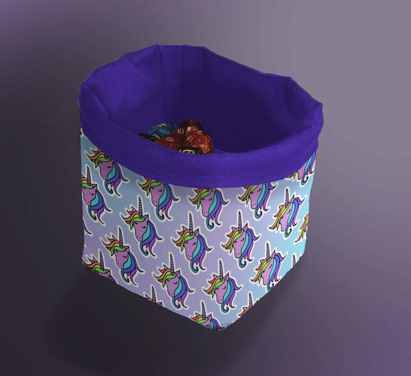 Printed Dice Bag- Rainbow Unicorn Board Game Accessories, Tabletop Gaming Gifts, RPG Dnd Dice