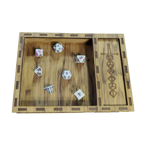 Wooden Dice Box- Dice Sword Tray and Storage Shelf Board Game Accessories, Tabletop Gaming Gifts, RPG Dnd Dice